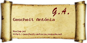 Gescheit Antónia névjegykártya